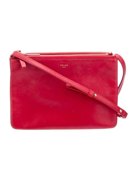 Celine Small Trio Bag Red Crossbody Bags Handbags Cel290253 The Realreal