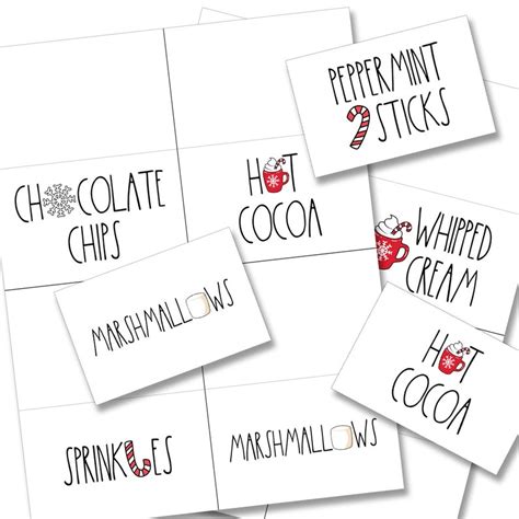 Hot Chocolate Bar Table Food Labels Hot Cocoa Bar Farmhouse Party Printables Printable Food