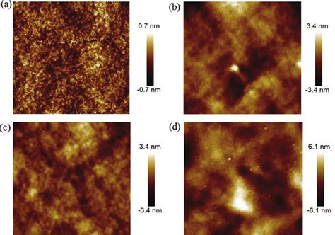 Atomic force microscope AFM film surface topography images 3 3 µm