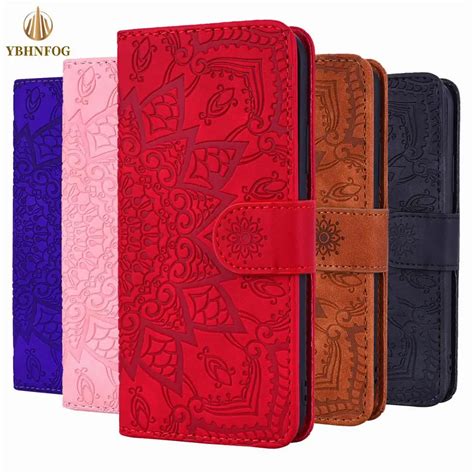 Coque de téléphone en cuir à rabat motif fleur Mandala étui