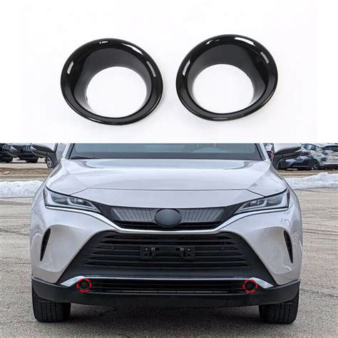 Glossy Black Front Fog Light Lamp Frame Cover Trim 2x For Toyota Venza