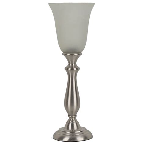 Woodbine 18.75-in Brushed Nickel Uplight Table Lamp with Glass Shade at ...