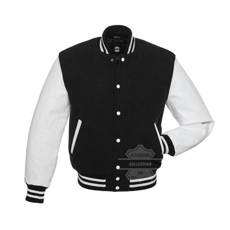 Letterman Jacket Black And White Etsy