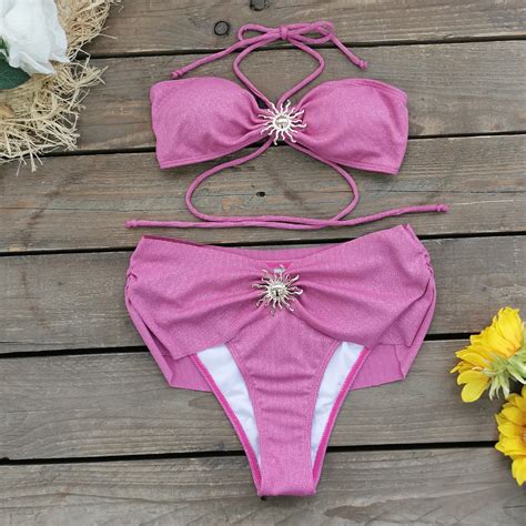 Nigikala Hanging Neck Strap With Chest Skinny Body Swimsuit Woman New High Waisted Bikini