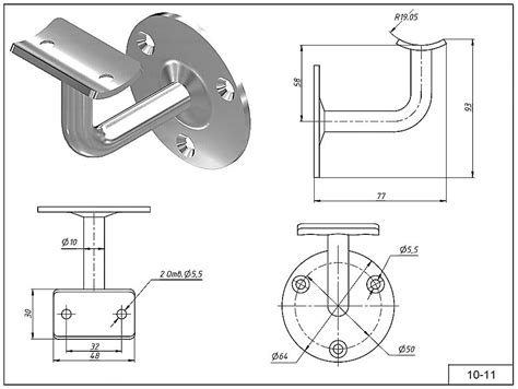 Держатель 10-11 под трубу Ø 38 мм. не регулируемый AISI 304