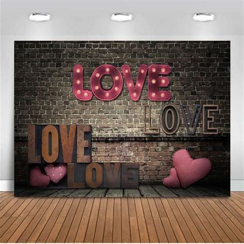 Love Backdrop Valentines Day Photography Background Brick Wall