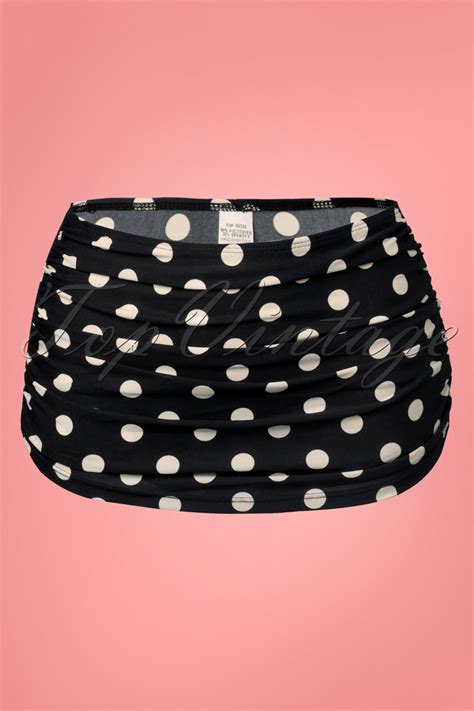 50s Classic Polka Bikini Pants In Black And White