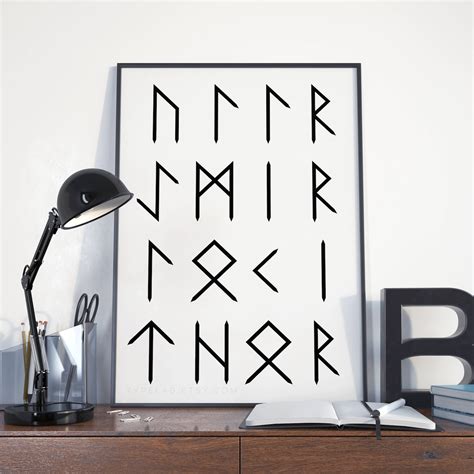 Norse Runes Printable Art Norse God Digital Print Black & - Etsy