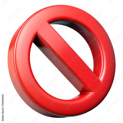 3d Red Prohibited Sign No Icon Warning Stop Symbol Isolated On