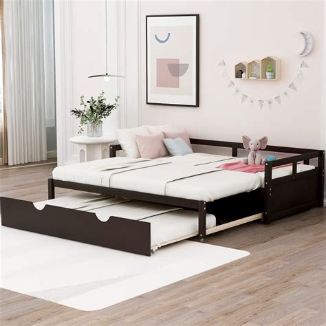 Amazon Merax Wood Daybed With Pop Up Trundle Twin To King Triple