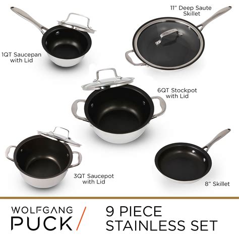 Wolfgang Puck 9-Piece Stainless Steel Cookware Set – Wolfgang Puck Home