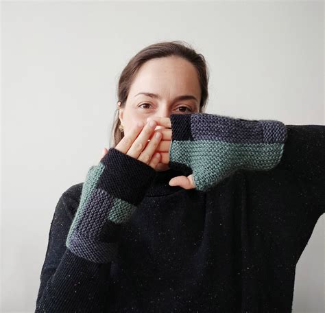 Dark Merino Wool Knit Fingerless Gloves Or Mitts Knitted Hand Etsy