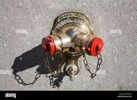 Fire Hydrant In Wall Of Skyscraper Manhattan New York City Usa Stock