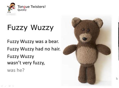 FuzzyWuzzy (quickly) Tongue Twister - YouTube