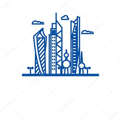 Kuwait Ciudad Icono De La L Nea Concepto Kuwait Ciudad Plana Vector S