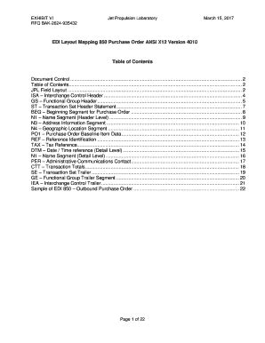 Fillable Online Jpl Nasa EDI Layout Mapping 850 Purchase Order ANSI X12