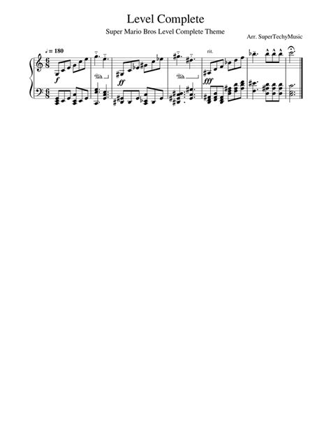 Level Complete Sheet Music For Piano Solo