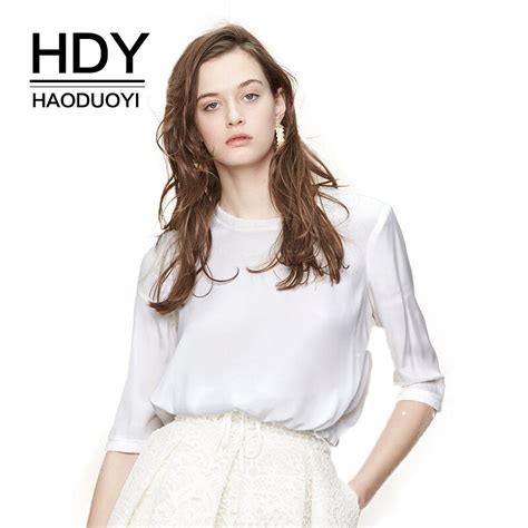 Hdy Haoduoyi Brand 2020 Solid White Women Casual T Shirt O Neck Ruffle