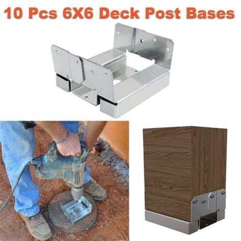 10pcs 6x6 Concrete Deck Post Anchor Base Adjustable Metal Post Bracket