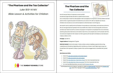 The Pharisee And The Tax Collector Luke 189 14 Printable Bible Less