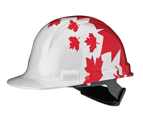 WHITE CANADIAN MAPLE LEAF HARD HAT | Bolts Plus Inc.