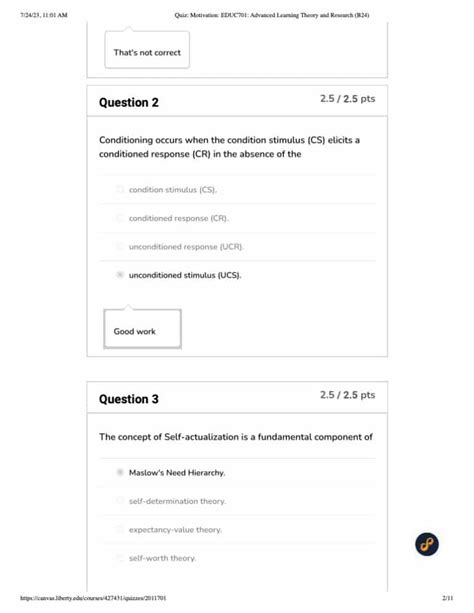 EDUC 701 Motivation Quiz 5 Liberty Answers Homework Simple