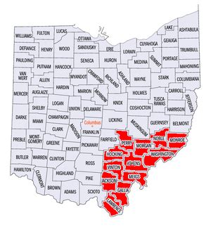 Southeast Ohio counties map.PNG