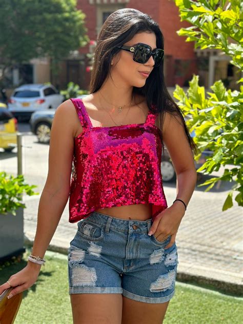 Top Lentejuela Fucsia Shary Lara Boutique Online