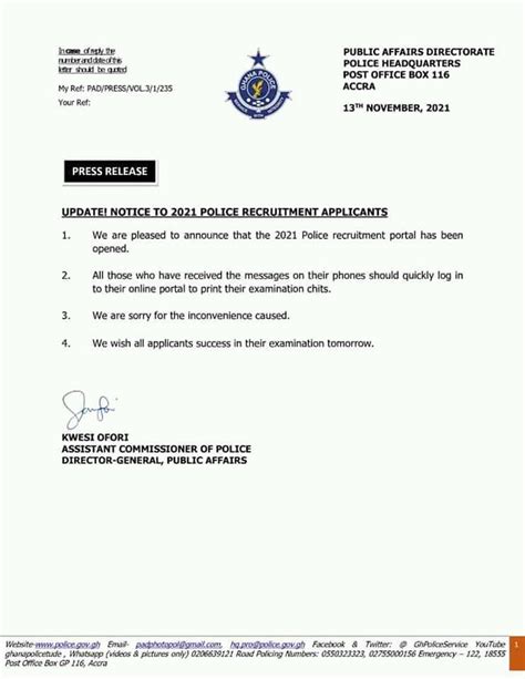 Ghana Police Service 2021 Recruitment Police Headquarters Send