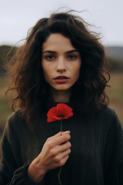 Premium Photo Portrait Of A Woman In A Poppy Field Vertical Photo