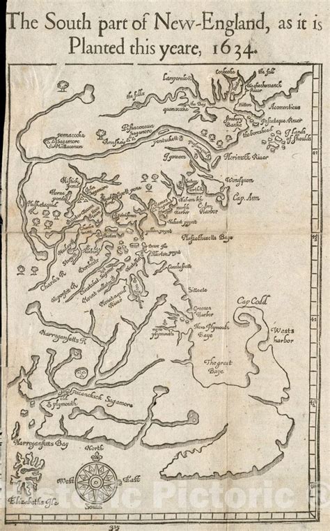 Historical Map, The South Part of New England as it Planted This yeare ...