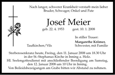 Traueranzeigen Von Josef Meier Trauer Merkur De