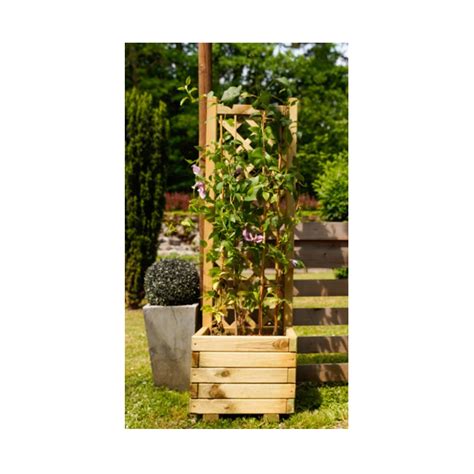 Jardinière en bois treillis H 150 cm jardipolys bac extérieur