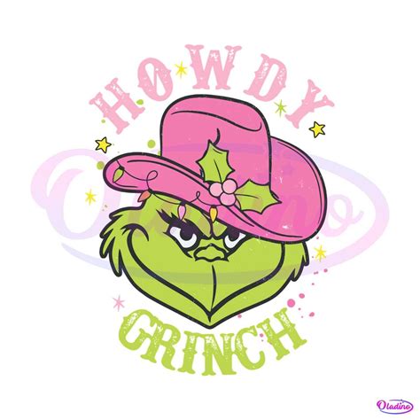 Retro Vintage Howdy Grinch Western Cowboy Christmas Svg