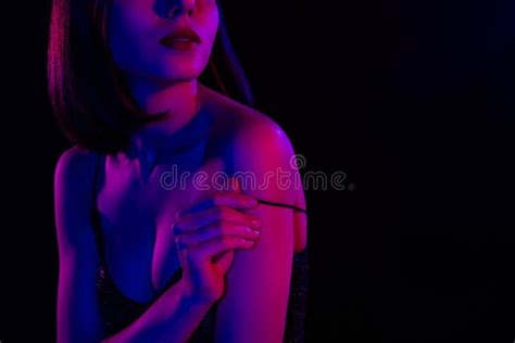 Lady With Naked Shoulder Teasing Her Boyfriend Silky Skin Wait To Feel Kisses Isolated On Cyber