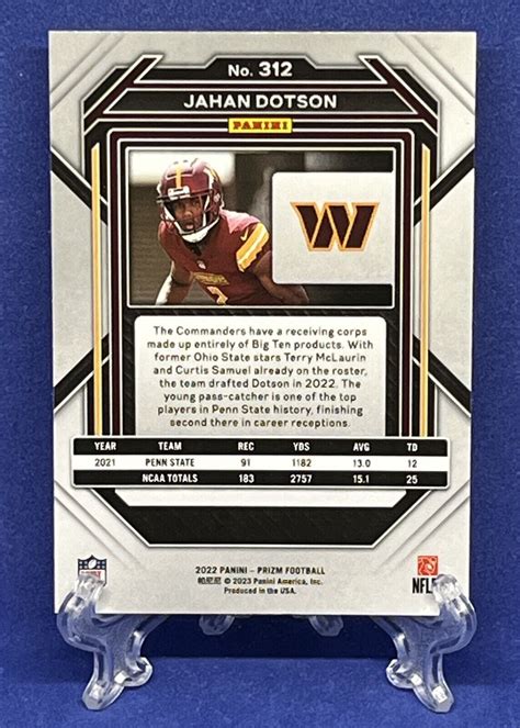 Panini Prizm Jahan Dotson Rookie Rc Washington Commanders Ebay