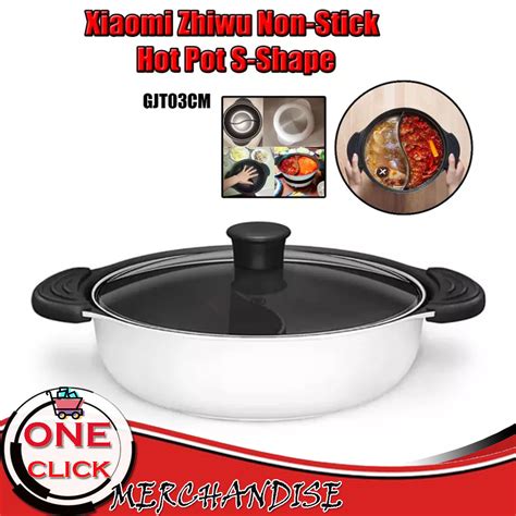 Xiaomi Zhiwu Non Stick Hot Pot S Shape Interlayer Two Flavor Inductive Hot Pot With Glass Cover