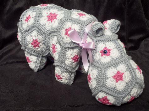 African Flower Hexagon Hippo I Used Egyptian Cotton To Crochet My