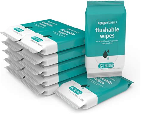 Amazon Basics Flushable Adult Toilet Wipes Fragrance Free