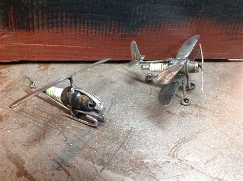 Plane And Chopper Made Of Sparks Lugs And Spoons Sculpture Ideas Junk