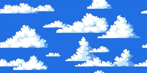 Premium Vector Pixel Clouds Pattern Seamless Print With Bit Video