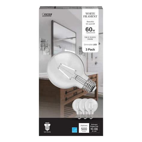 Feit Electric 60 Watt Equivalent G25 Dimmable White Filament CEC Clear