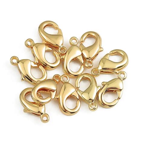 10pcs Lot 10 12mm 18k Gold Plated Lobster Clasp Hooks End Connectors