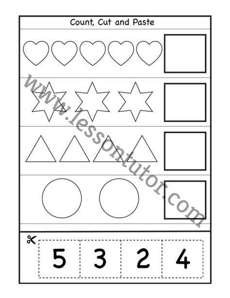 Count Cut And Paste Worksheet Kindergarten Lesson Tutor