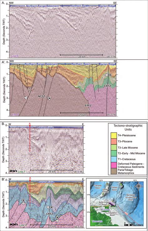 A Uninterpreted And Interpreted Seismic Reflection Line Illustrating