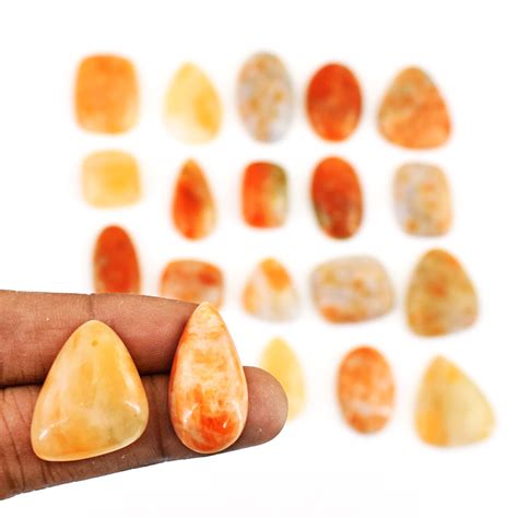 Genuine 586 00 Cts Strawberry Sunstone Cabochon Lot 9 K652