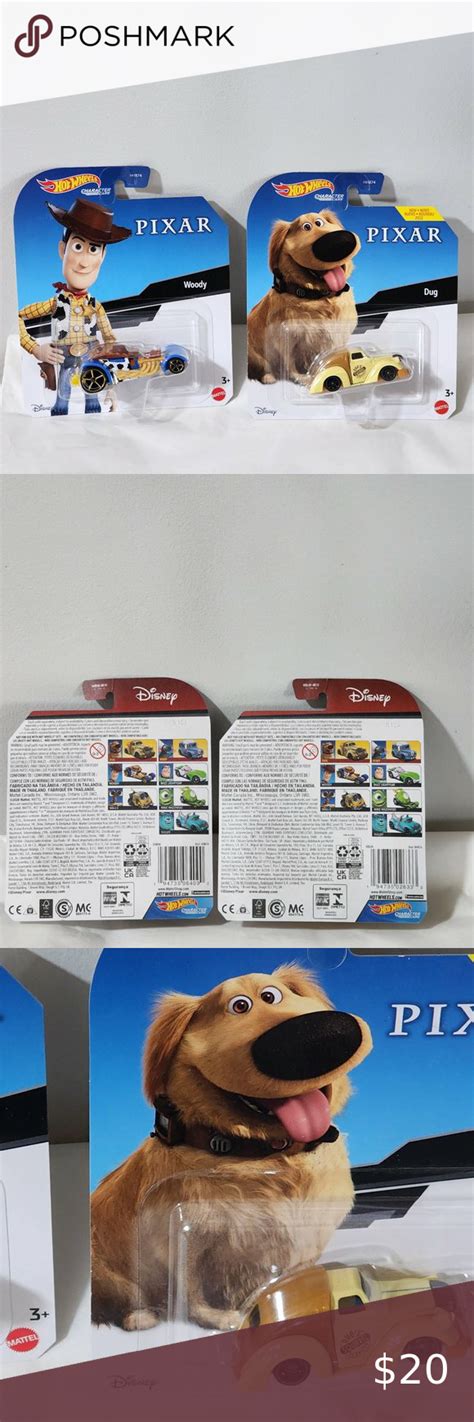 Disney Pixar Woody And Dug Hot Wheels Character Cars Mattel New Disney Pixar Cars Pixar Cars