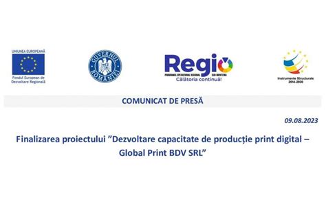 Finalizarea proiectului Dezvoltare capacitate de producție print