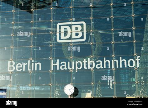 The logo of the Deutsche Bahn AG (german railway company) at Berlin ...