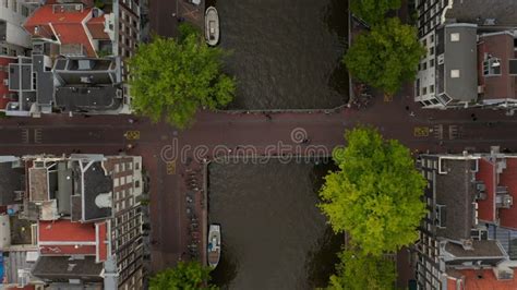 Famous Amsterdam Canal Bridge from a Birds View Aerial Perspective ...